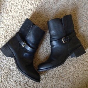 J Crew Ryder leather black boots